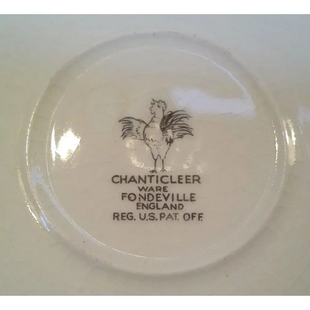 English Chanticleer Cup Saucer  Double Handle Tea Soup Cup Pink Rooster England